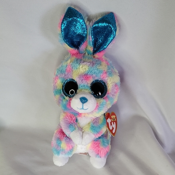 Ty Beanie Boo HOPS Multicolor Plush Bunny Easter Rabbit 8" - Picture 1 of 8